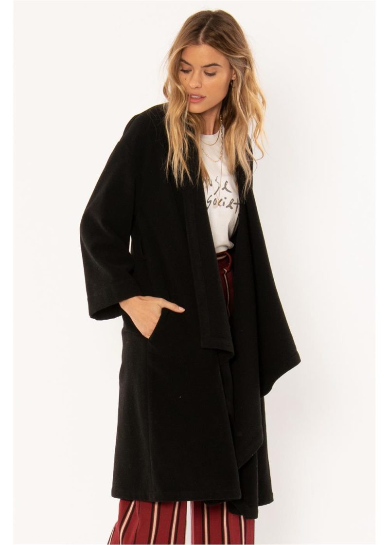 AMUSE SOCIETY MARA WOVEN COAT BLK - The Surf Warehouse